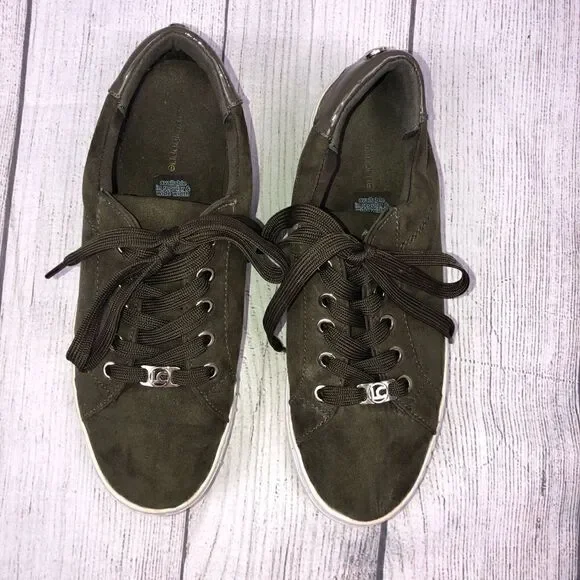Liz Claiborne tie up sneakers olive green women size 7 - Picture 4 of 5